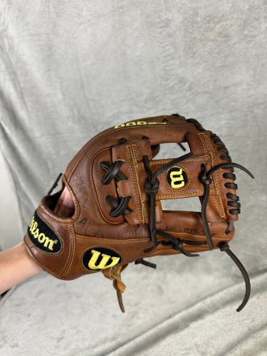 D. Pedroia Game Spec Wilson A2000 RH Infield Baseball Glove 11.5" (Used)