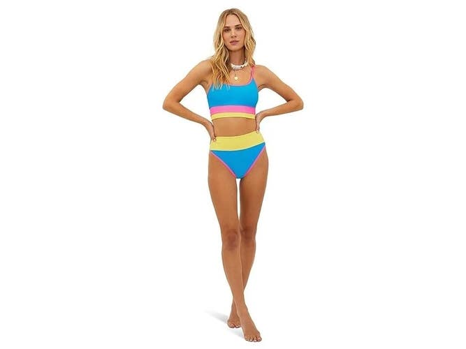 Beach Riot Eva Bikini Bottom Women's Small Coral Reef High-Waist Swimwear BUU890