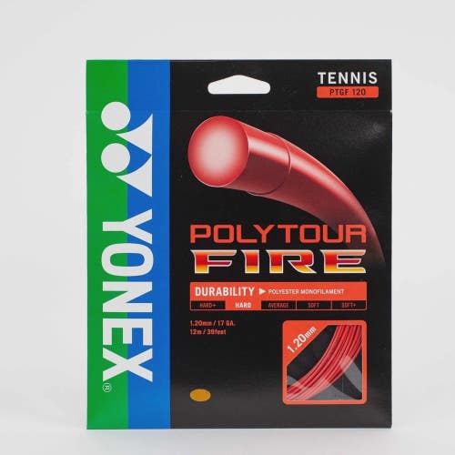 3 SETS: YONEX POLYTOUR FIRE (17g / 120) "RED" POLYESTER TENNIS STRINGS