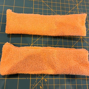 Goal mask helmet sweatband 2-pack JUNIOR size terry cloth + stick-on Velcro