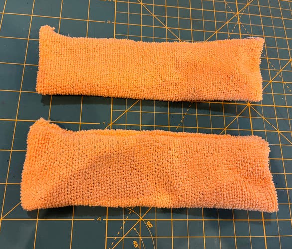 Goal mask helmet sweatband 2-pack JUNIOR size terry cloth + stick-on Velcro
