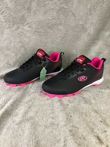 Black Women's 4.5Y (Big Kids / Youth) Rawlings Low Top Footwear Molded Cleats (New)