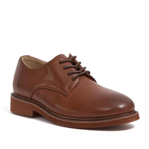 Deer Stags Denny Oxford Boys US 3 Brown Leather Plain Toe Dress Shoes JOBB814