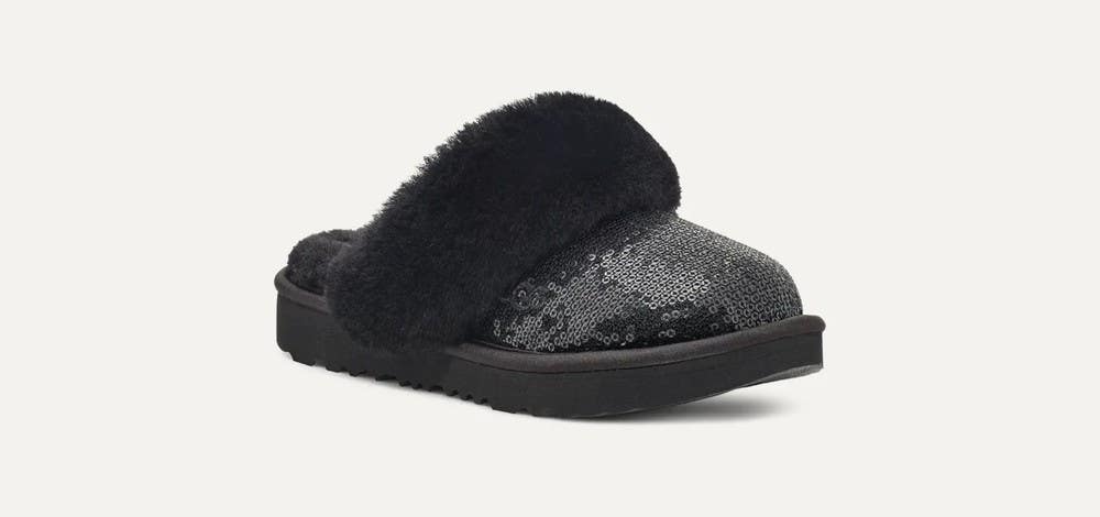 UGG Cozy II Mirror Ball 1151772K-001 Slippers Kids 4 Black Sequins Mule JOBB899
