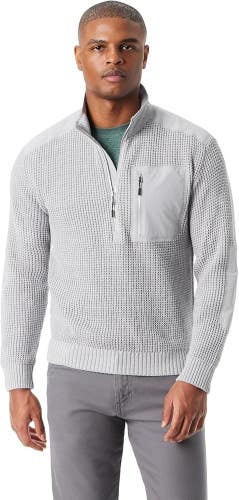 Bass Outdoor Sweater Men's S Glacier Gray Mock Neck Quarter-Zip Pullover MAC161