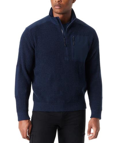 Bass Outdoor Sweater Men's XL Dark Blue Quarter-Zip Mock Neck Pullover MAC163
