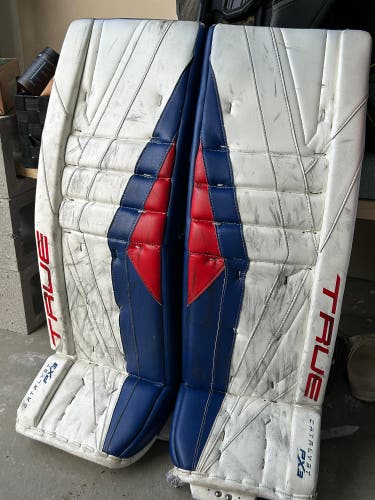 Louis domingue 35" True Catalyst PX3 Pro Goalie Leg Pads from the Hartford Wolfpack