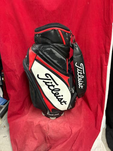 Golf Bag: Titleist Staff Golf Bag in a classic black, white, and red colorway.