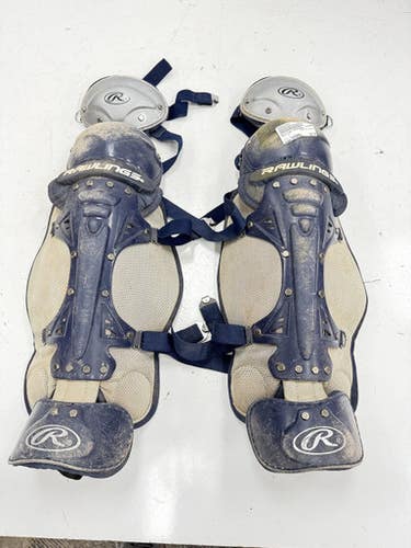 Used Rawlings SHINGUARDS Catchers Leg Guards Navy Blue Intermed 11860-S000307631