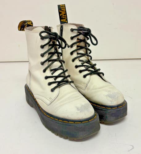 Dr. Martens Jadon White Leather Side-Zip Platform Air Wair Boots EU 39 US 7/8
