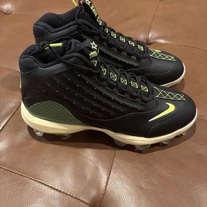 Black Men's Size M 10.0 (W 11.0) Nike Griffey High Top Molded Cleats (New)