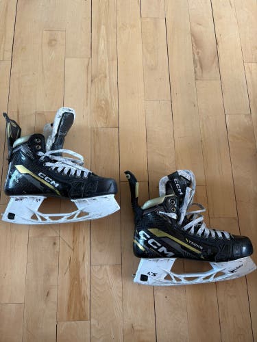 Black/Yellow 2022 CCM AS-V Pro Hockey Skates Regular Width Pro Stock 9 (Used)