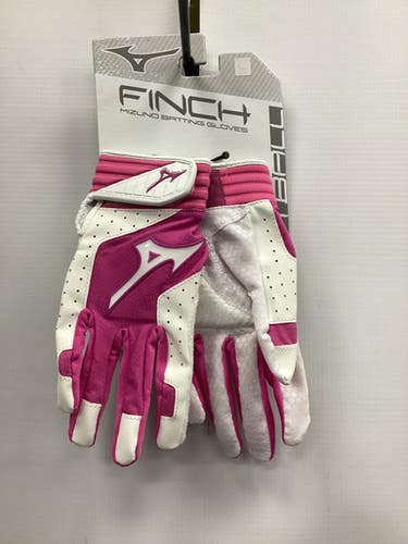 New Mizuno Finch Bb Sb Batting Gloves White And Pink Lg 11851-miz3304280013lg