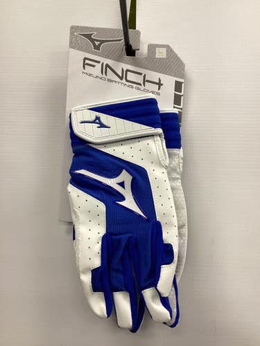 New Mizuno Finch Bb Sb Batting Gloves White And Royal Blue Lg 11851-miz3304270052lg