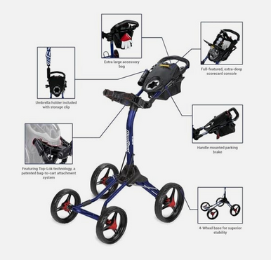 New Bag Boy Quad Xl Push Cart Bk Rd 11851-rcg040782717956