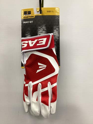New Easton Mav Gt Bb Sb Batting Gloves White And Red Md 11851-easmavgtybgwhrdm