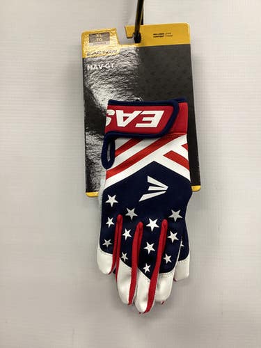 New Easton Mav Gt Bb Sb Batting Gloves White Red Navy Xl 11851-easmavgtybgusxl
