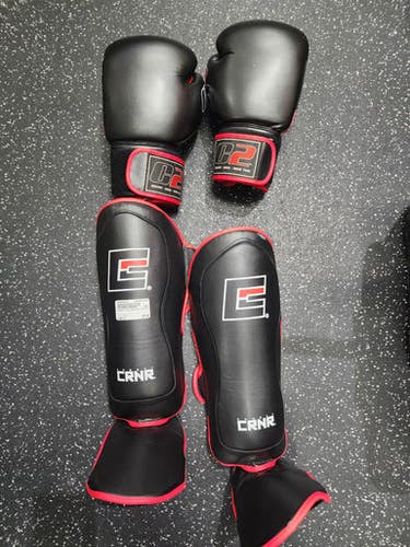 Used Martial Arts Shin Pads Black Lg 11849-s000026524