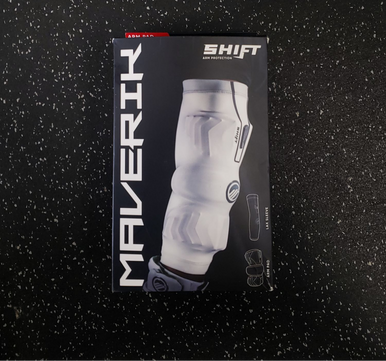 Used Maverik Shift Arm Pads Lacrosse Arm Pads Guards White Lg 11849-s000026473