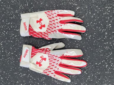 Used Under Armour Bb Sb Batting Gloves Red Md 11849-s000038340