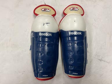 Used Reebok Usa Hockey Youth Shin Guards White Red Navy 9" 11855-s000182298