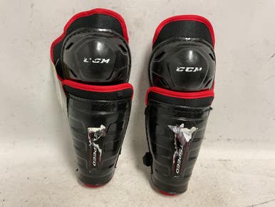 Used Ccm Jetspeed Edge Youth Shin Guards Black And Red 9" 11855-s000201690