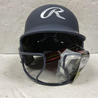 Like-new Rawlings Mach Hi-viz Fastpitch Batting Helmet W Mask Navy Blue M L 11855-s000176281