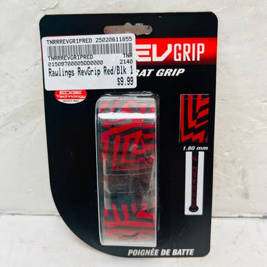 New Rawlings Revgrip Red Blk 1.8mm Bat Grip 11855-tnrrrevgripred