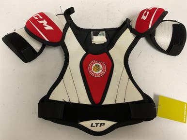 Used Ccm Ltp Little Blackhawks Youth Shoulder Pads White Black Red Lg 11855-s000183361