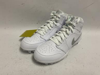 Used Nike Jordan 1 Mid Td Fj6805-101 Adult Fb Cleats White Senior 10 11855-s000183682