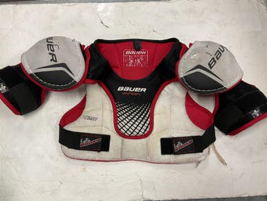 Used Bauer Vapor Lil Rookie Youth Shoulder Pads White Black Red Lg 11855-s000191349