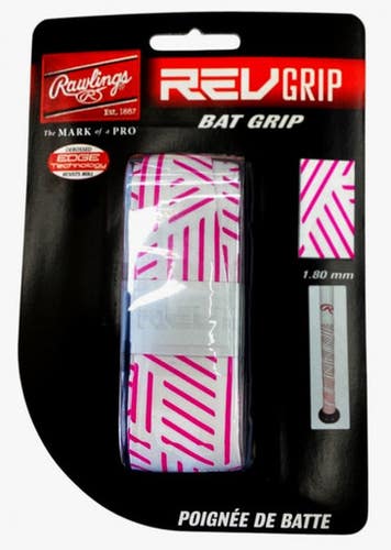 New Rawlings Revgrip Pnk Wht 1.8mm Bat Grip 11855-tnrrrevgrippnk