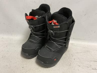 Used Burton Zipline Boa Boys Snowboard Boots Black And Orange Junior 06 11855-s000204445