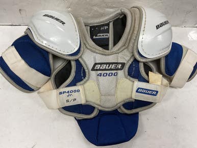 Used Bauer 4000 Junior Shoulder Pads Royal Blue And White Sm 11855-s000178030