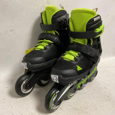 Used Rollerblade Microblade Adj 2-5 Junior Rec Fitness Skates Black Adjustable 11855-s000194528