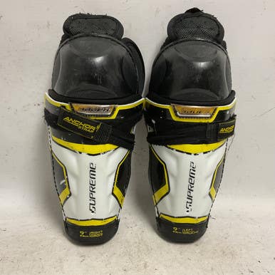 Used Bauer Supreme 2s Pro Youth Shin Guards White Black Yellow 9" 11855-s000194884