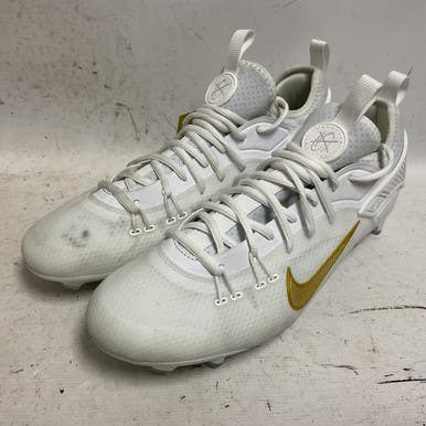 Used Nike Huarache 9 Elite Fd0089-100 Lax Cleats Mens White And Gold Senior 12 11855-s000195575