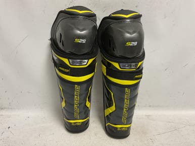 Used Bauer Supreme S29 Senior Shin Guards Black And Yellow 15" 11855-s000204321
