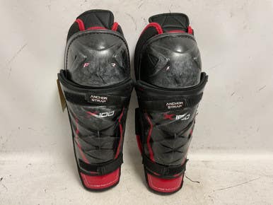 Used Bauer Vapor X100 Senior Shin Guards Black And Red 14" 11855-s000204419