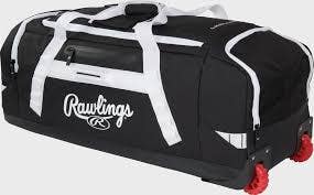 New Rawlings Yadi 2 Baseball Softball Catcher Wheel Bag - Black White 11835-rawyadi2bag