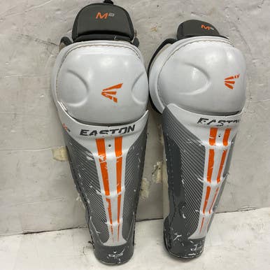 Used Easton M3 Junior Shin Guards Orange And White 12" 11855-s000200244