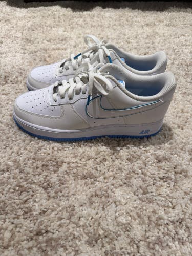 White/blue Size M 12.0 (W 13.0) Adult Nike Air Force 1 Shoes (New)