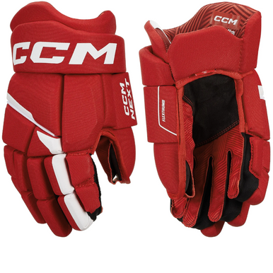 New Ccm Next Hockey Gloves Jr Rd Wh 12" 11855-ccmhgnextjrr12