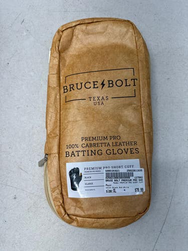 New Bruce Bolt Premium Pro Short Cuff Bb Sb Batting Gloves Black And White Xl 11835-s000191621