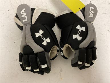 Used Under Armour Stg2glm Lacrosse Gloves Junior Black And Silver 10" 11855-s000192422