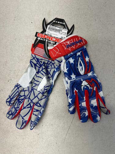 Used Hybrid Bb Sb Batting Gloves White Red Navy Xl 11835-c000193476
