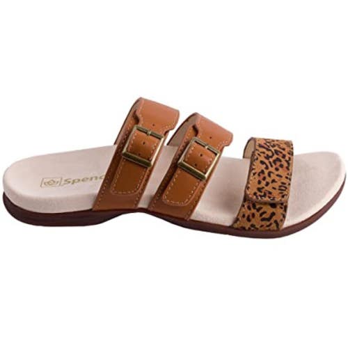 Revitalign Sandals Women's US 7.5 Saddle Cheetah Print Open Toe Slide GAL259