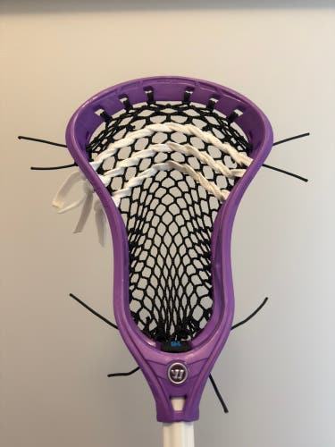Warrior EVO QX2-O Fresh Stringing Head dyed purple and strung with black 9d mesh (new)