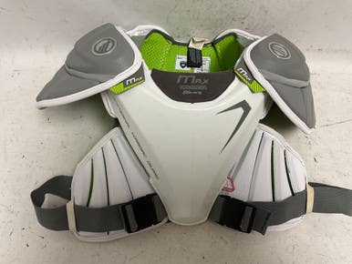 Used Maverik Max Ekg Lacrosse Shoulder Pads White And Green Md 11855-s000203125