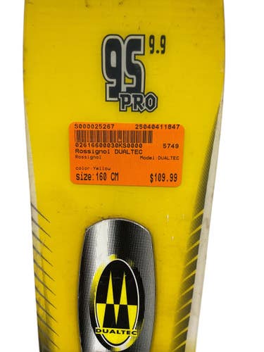 Used Rossignol Dualtec Mens Skis Only Yellow 160 Cm 11847-s000025267